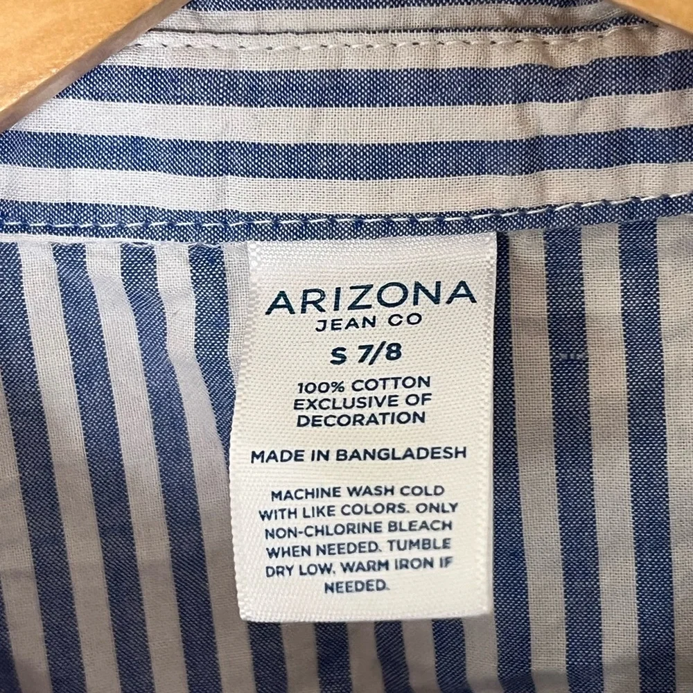 Arizona | Striped cold shoulder button froth shirt girl’s size 7/8